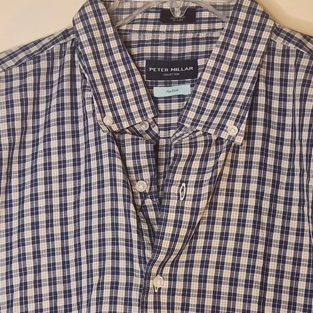 Peter Millar Men's Blue Checkered Shirt